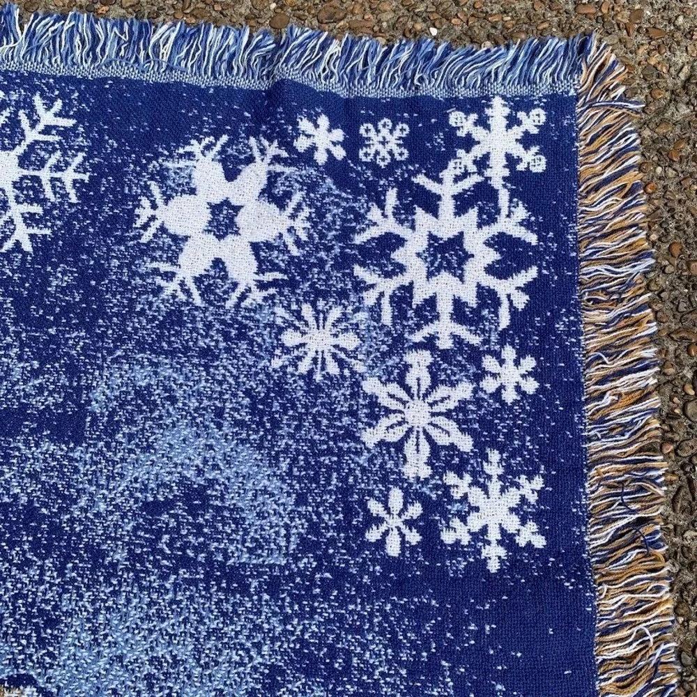 Vintage Peace On‎ Earth Snow Village Holiday Woven Blanket Throw Tapestry